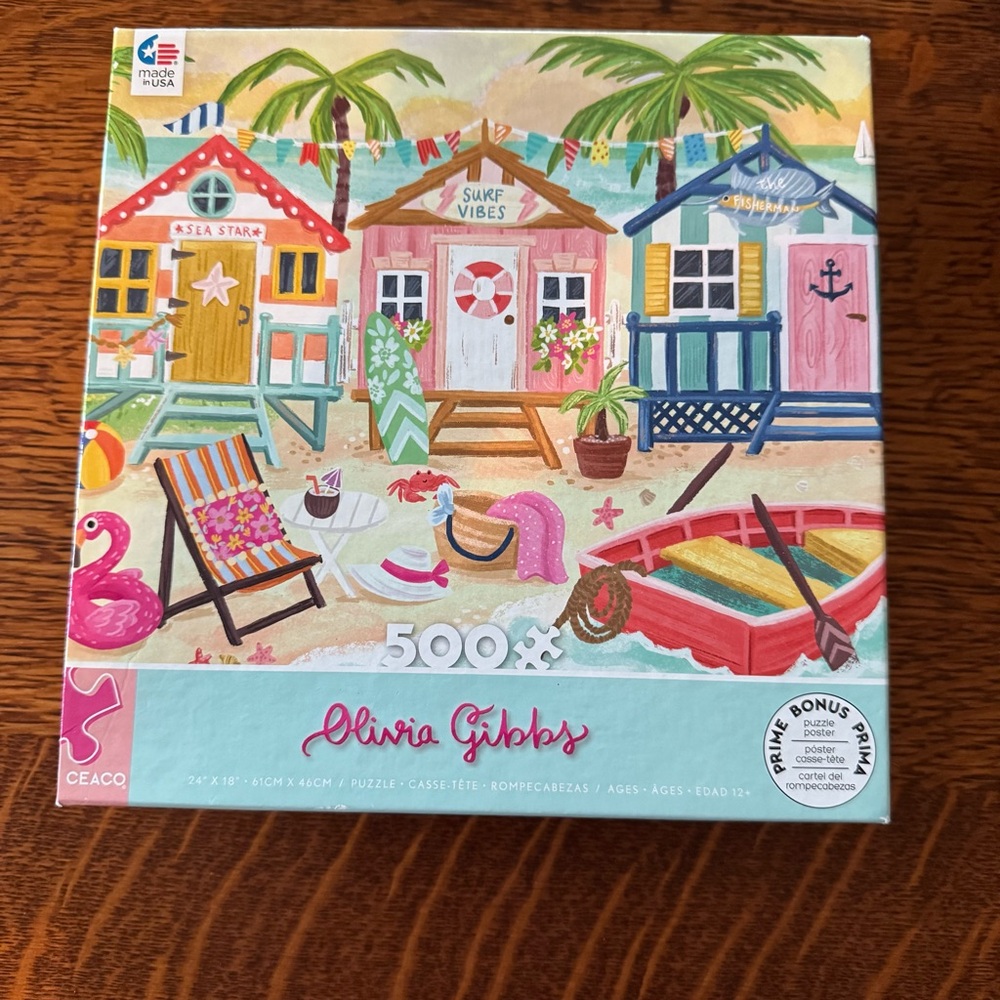 500 piece “Beach Bungalows” jigsaw puzzle